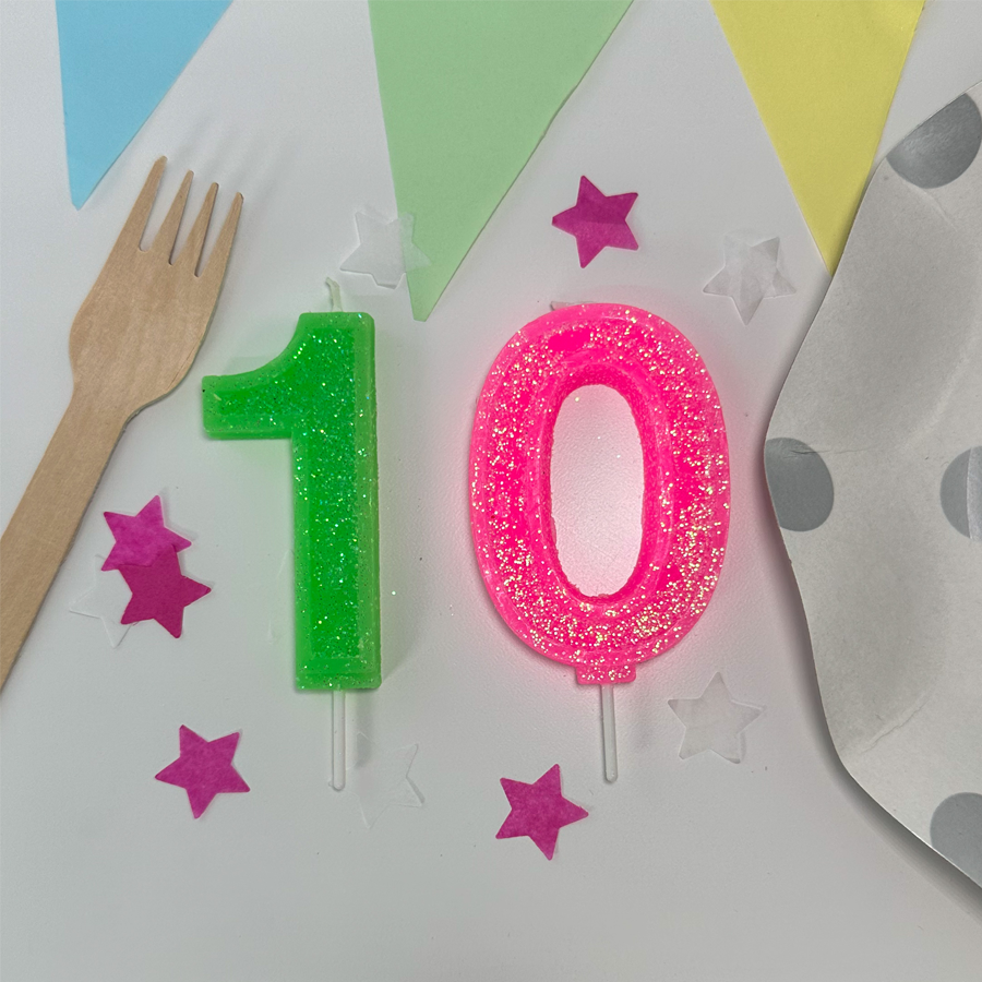 Velas números de colores